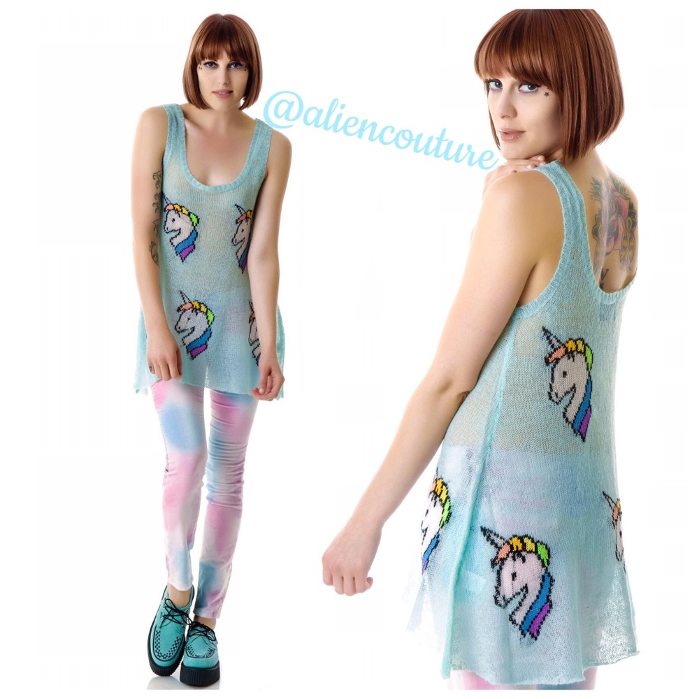 Wildfox Unicorn Lightweight Sweater Dress Tunic - Picture 7 of 8